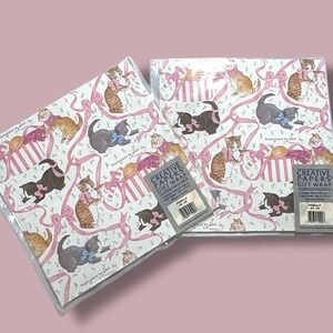 Vintage Creative Papers Gift Wrap 4 Sheets Kittens Ribbons Matthew 512 Religious